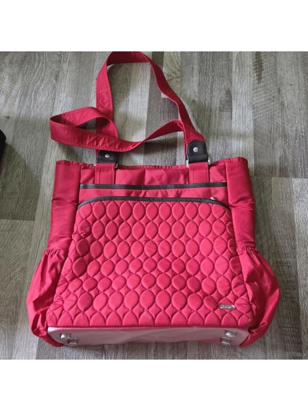 Lug Quilted Poppy Red Canter Large Shoulder Tote Travel Utility Everyday Bag New